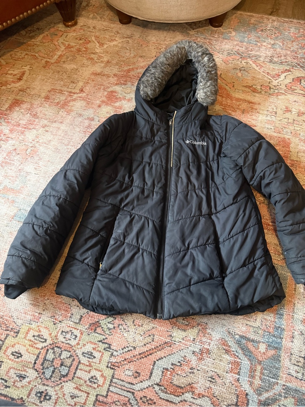 Columbia Black Insulated Jacket with White Logo